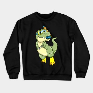 Funny dinosaur is swimming with a snorkel Crewneck Sweatshirt